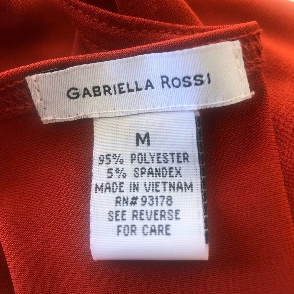 Gabriella Rossi burnt orange faux wrap blouse, M, asymmetrical hem - Picture 3 of 8